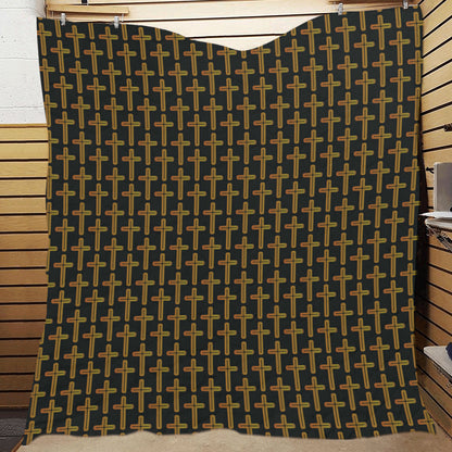 Cross Pattern Print Design 02 Premium Quilt