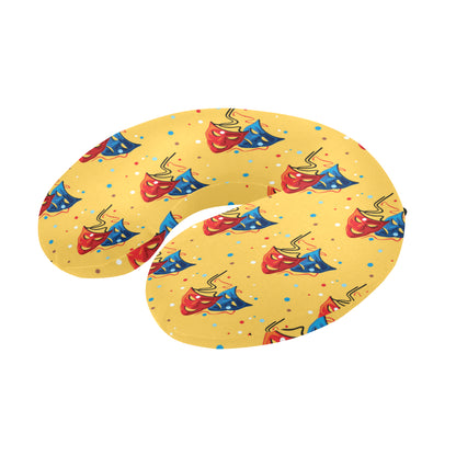 Acting Mask Pattern Print Design 02 U-Shaped Travel Neck Pillow