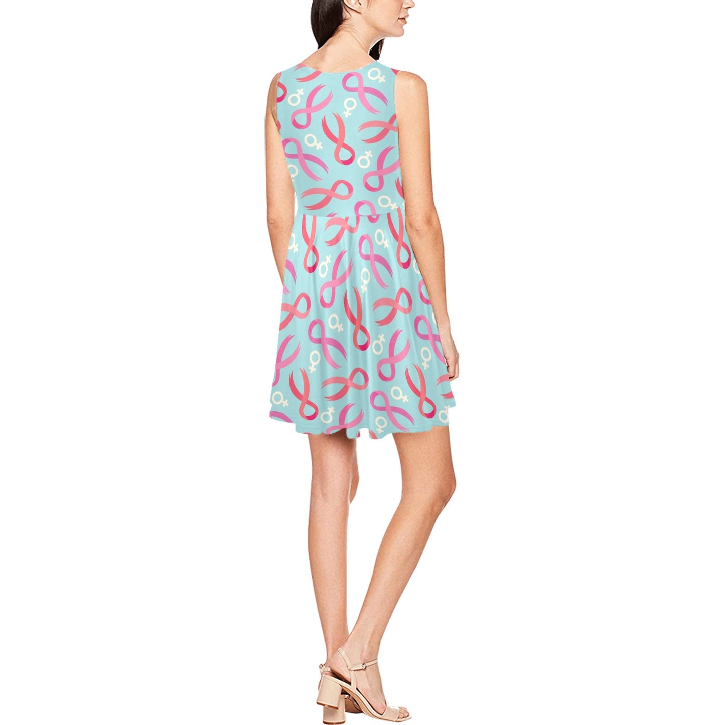 Breast cancer Pattern Print Design 03 Sleeveless Dress
