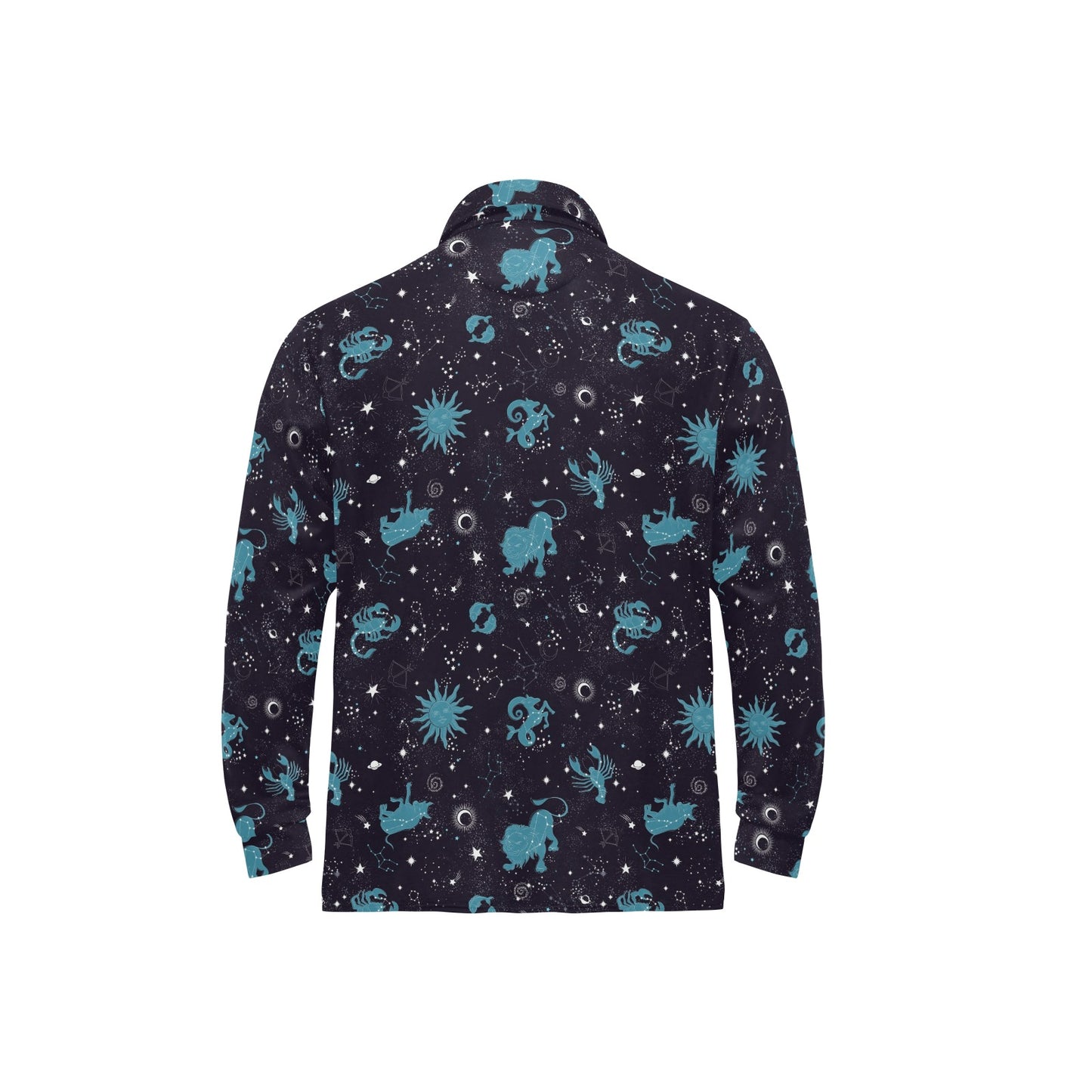 Zodiac Print Design LKS303 Long Sleeve Polo Shirt For Men's