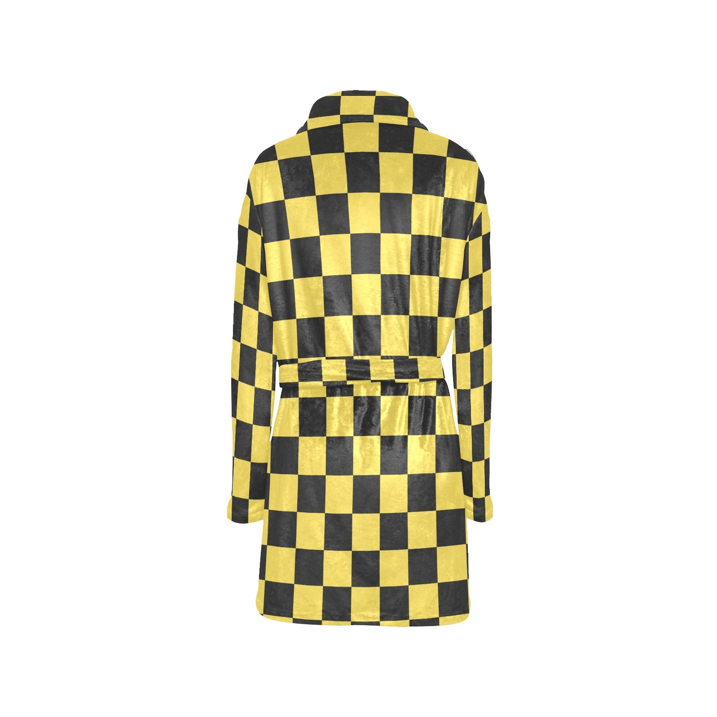Checkered Yellow Pattern Print Design 03 Women's Fleece Robe