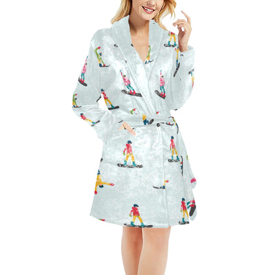 Snowboard Print Design LKS304 Women's Fleece Robe