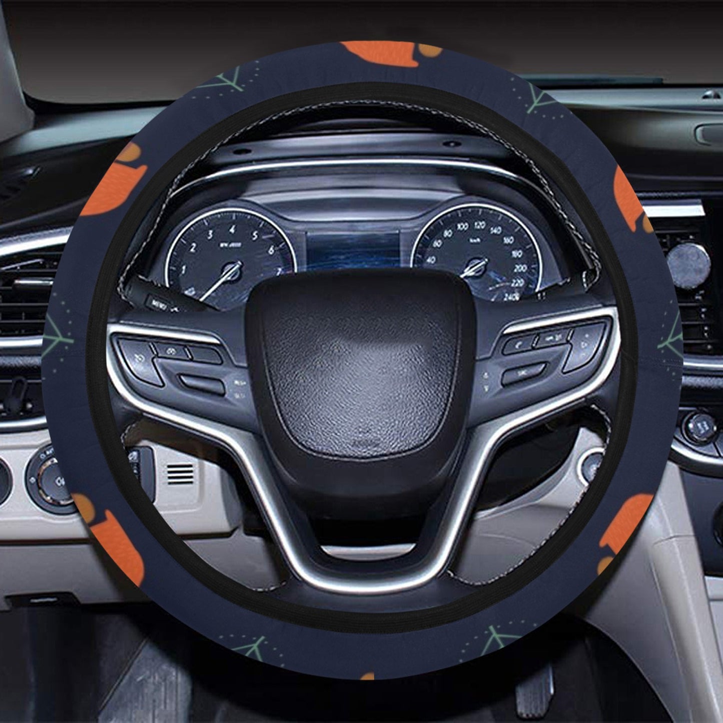Squirrel Print Design LKS303 Steering Wheel Cover with Elastic Edge