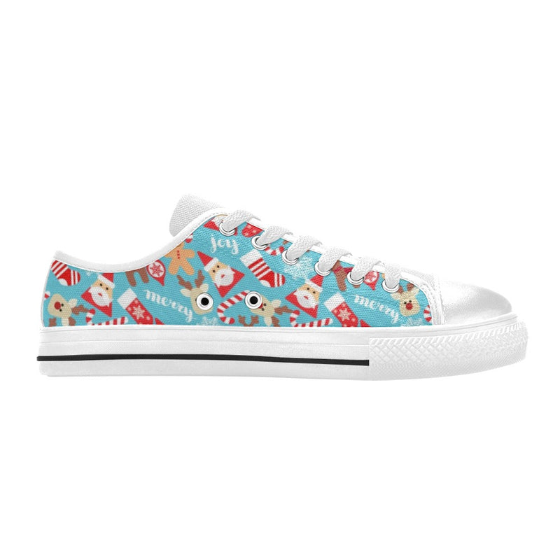 Santa Christmas Themed Print Design LKS306 Women's White Low Top Shoes