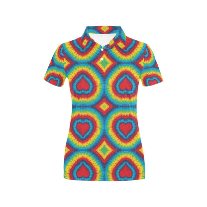 Tie Dye Heart shape Women's Polo Shirt