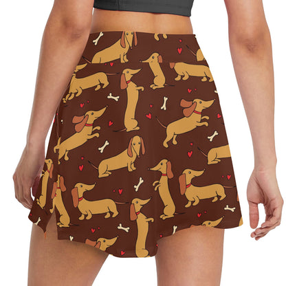 Dachshund Happy Print Pattern 17" Golf & Pickleball Skort with Pockets