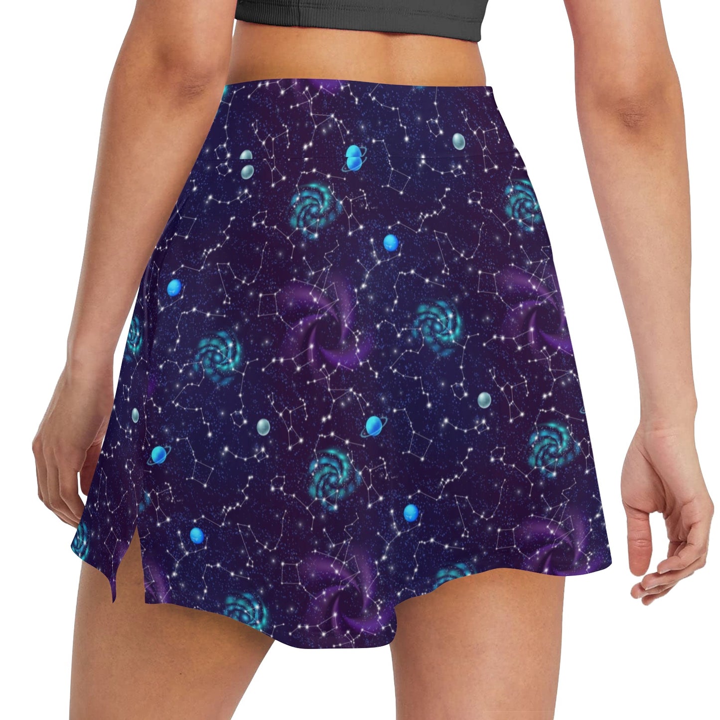 Zodiac Galaxy Design Print 17" Golf & Pickleball Skort with Pockets