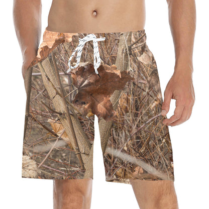 Camo Realistic Tree Forest Autumn Print Men's Swim Trunks Beach Shorts