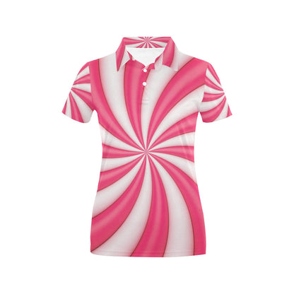 Vortex Twist Swirl Candy Print Women's Polo Shirt