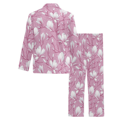 Magnolia Pattern Print Design MAG05 Men's Long Pajama Set