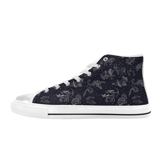 Zodiac Print Design LKS304 Men's High Top Canvas Shoes