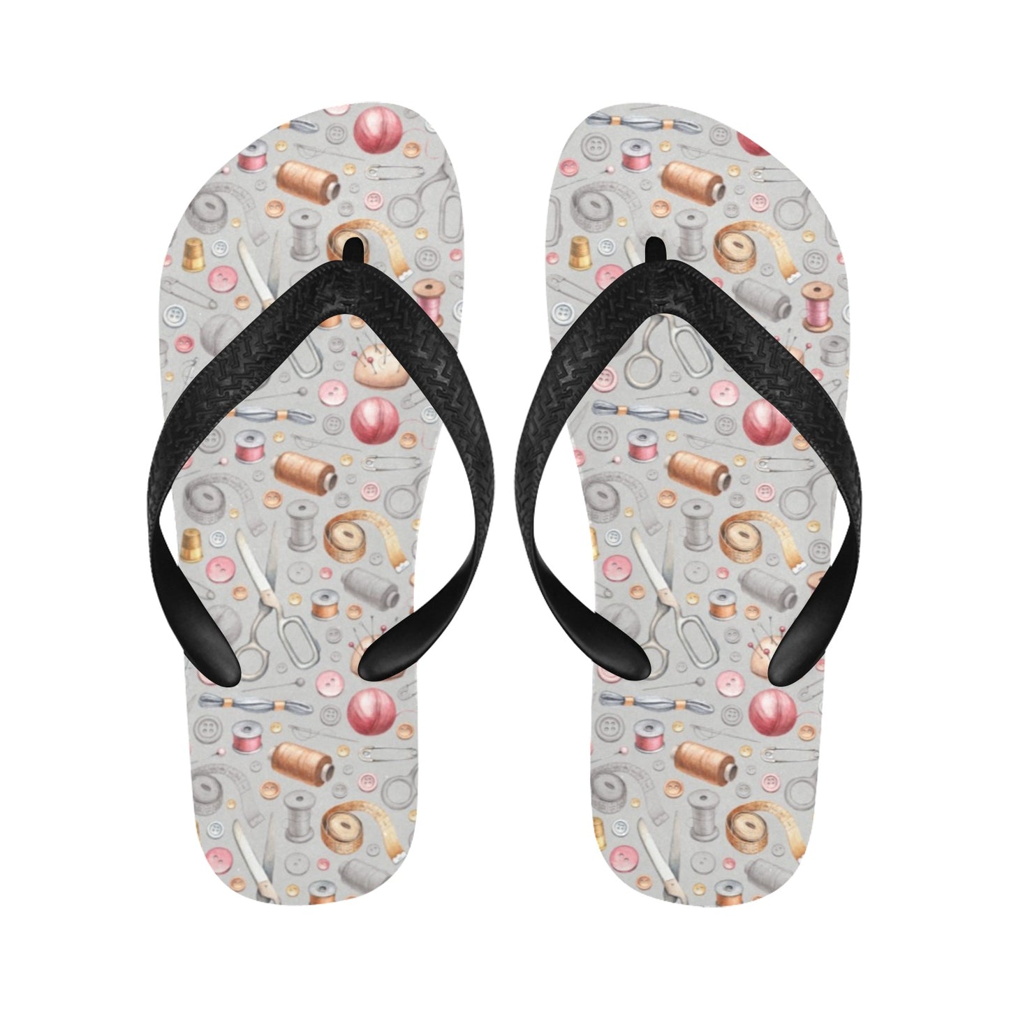 Sewing Equipment Print Design LKS302 Flip Flops