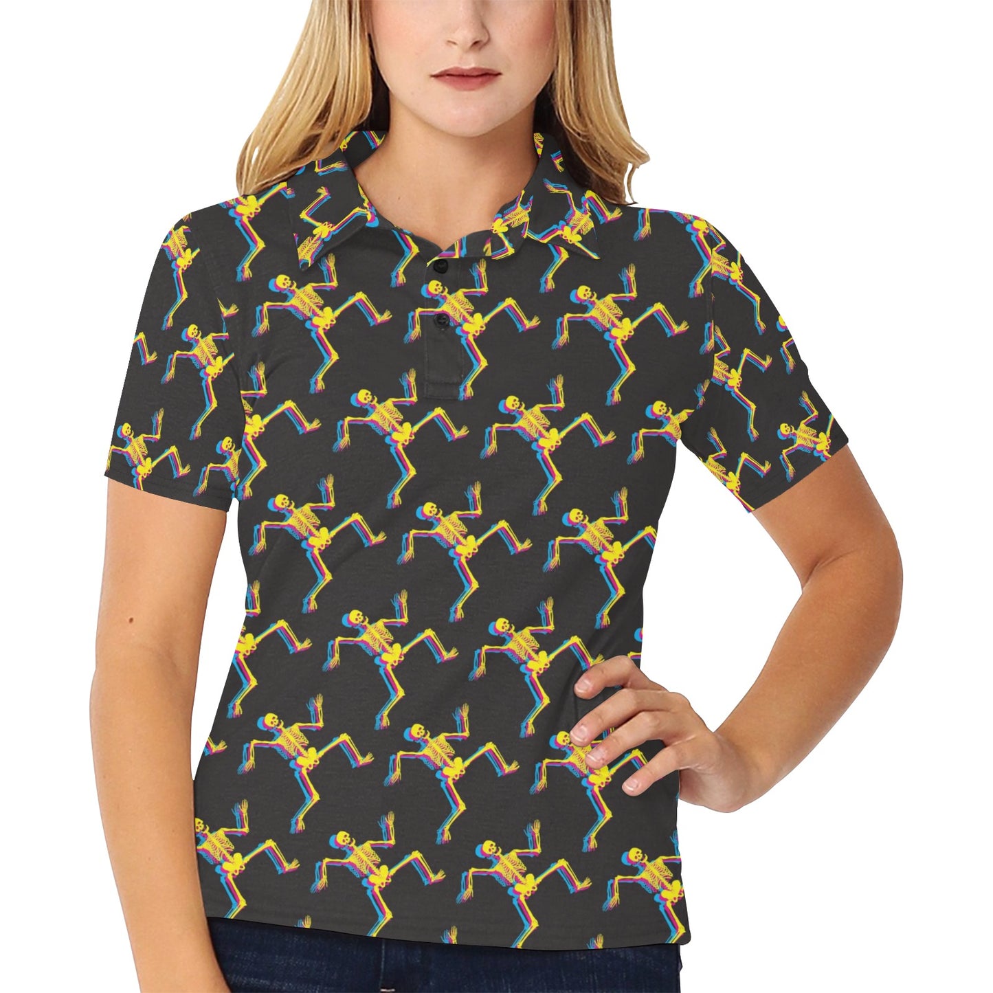 Skeleton Skeleton 3D Print Design LKS301 Women's Polo Shirt