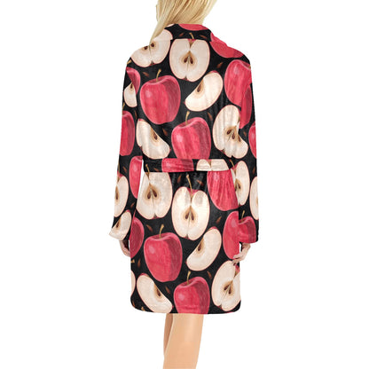 Apple Pattern Print Design AP02 Women's Fleece Robe