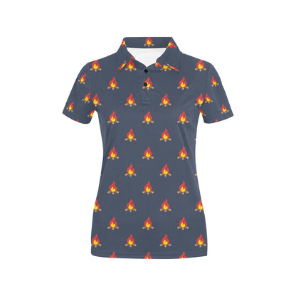 Campfire Pattern Print Design 02 Women's Polo Shirt