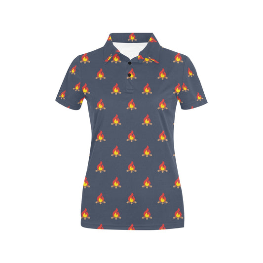 Campfire Pattern Print Design 02 Women's Polo Shirt