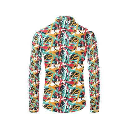 Splatter Print Design LKS304 Men's Long Sleeve Dress Shirt