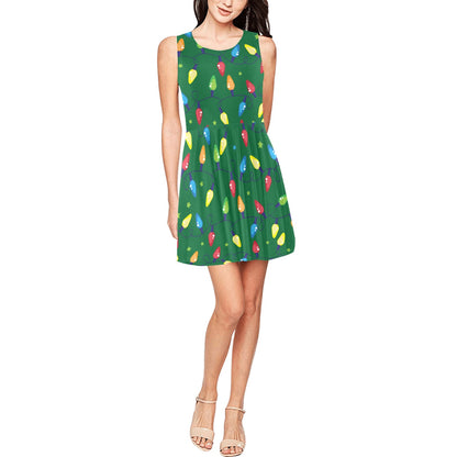 Christmas Light Pattern Print Design 02 Sleeveless Dress