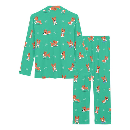 Basenji Pattern Print Design 02 Women's Long Pajama Set