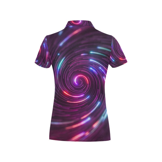 Vortex Twist Swirl Purple Neon Print Women's Polo Shirt