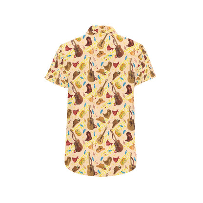 Western Lifestyle Print Design LKS303 Men Short Sleeve Button Up Shirt