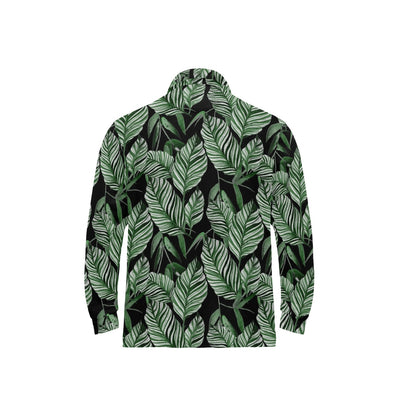 Palm Leaves Pattern Print Design PL09 Long Sleeve Polo Shirt For Men's