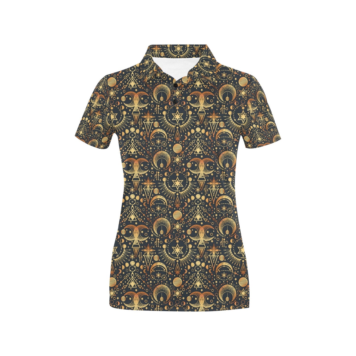 Sun Moon Print Design LKS308 Women's Polo Shirt