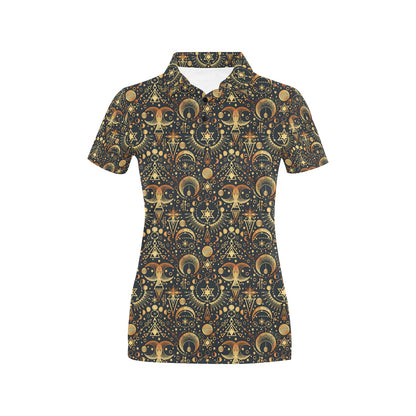 Sun Moon Print Design LKS308 Women's Polo Shirt
