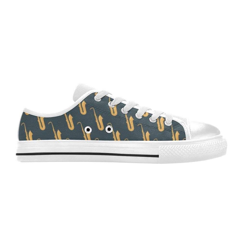 Saxophone Print Design LKS401 Women's White Low Top Shoes