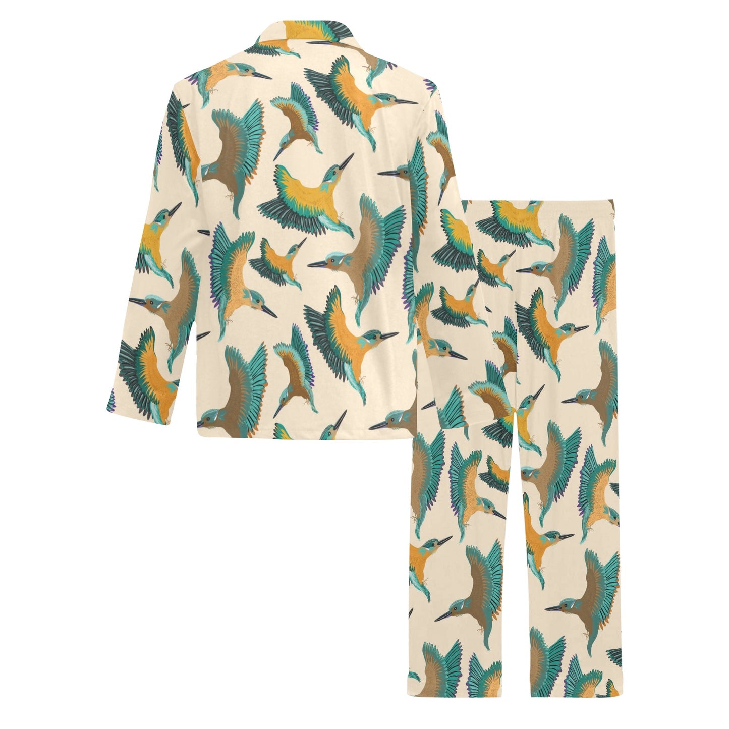 Kingfisher Pattern Print Design 02 Men's Long Pajama Set