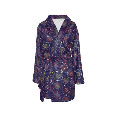 Firework Flower Style Print Design LKS302 Women's Fleece Robe