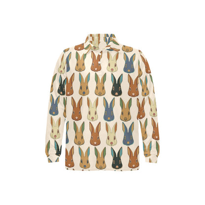 Rabbit Pattern Print Design RB04 Long Sleeve Polo Shirt For Men's