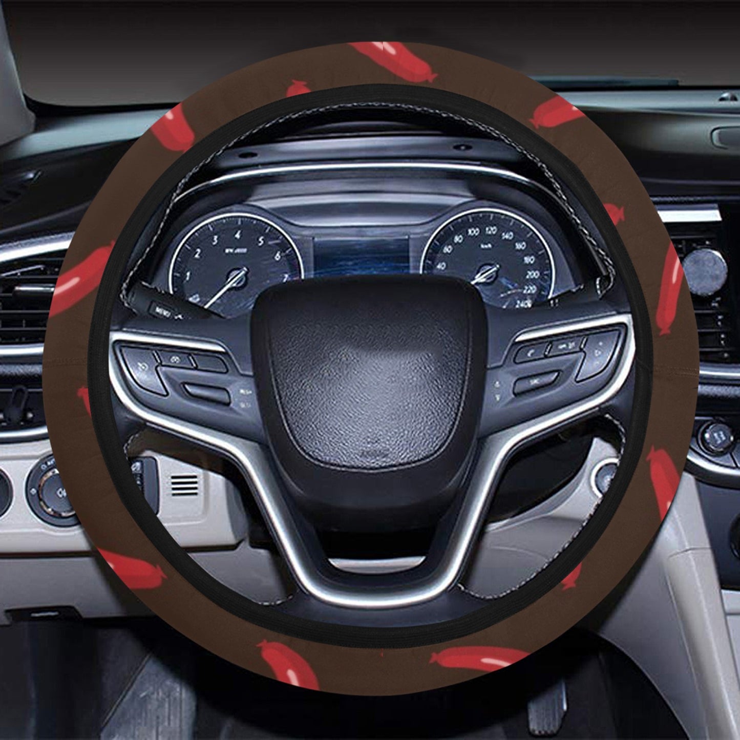 Sausage Print Design LKS302 Steering Wheel Cover with Elastic Edge