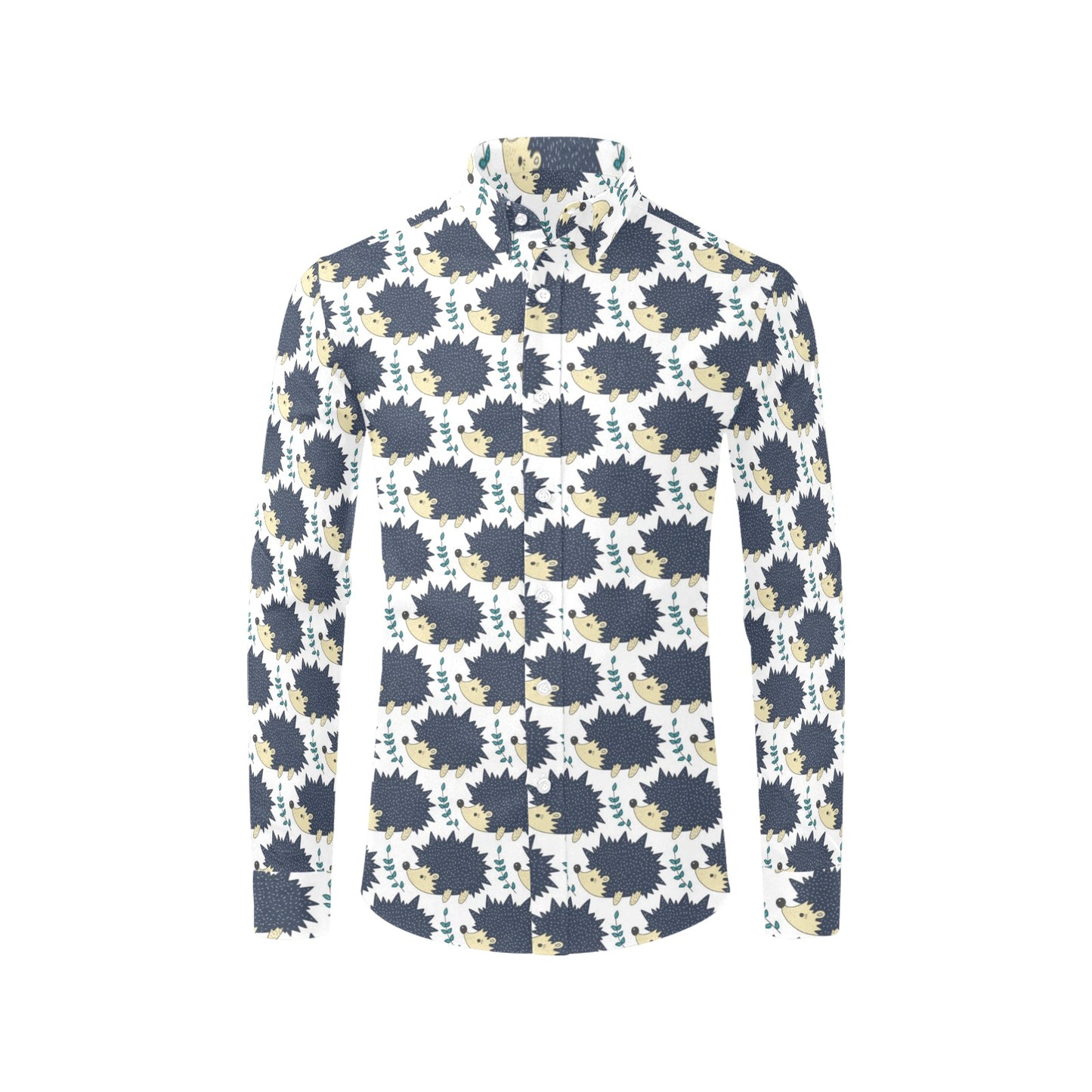 Hedgehog Print Design LKS401 Men's Long Sleeve Dress Shirt