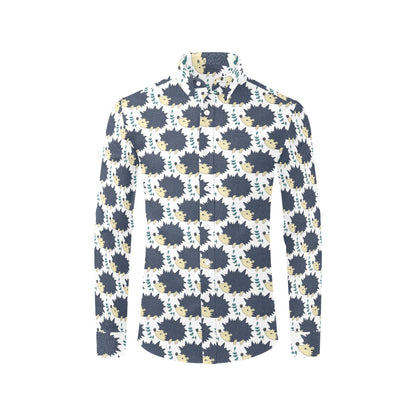 Hedgehog Print Design LKS401 Men's Long Sleeve Dress Shirt