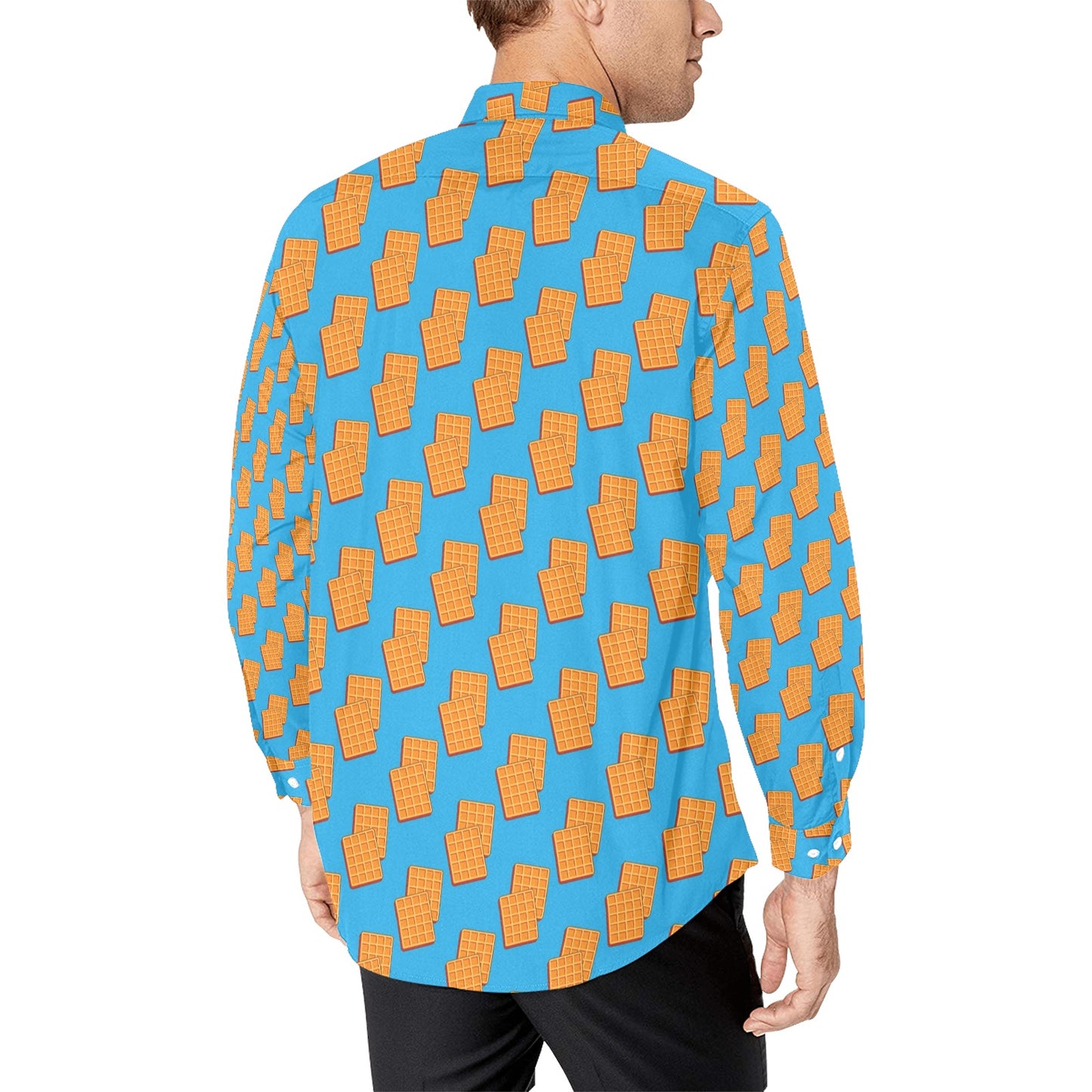 Waffle Print Design LKS304 Men's Long Sleeve Dress Shirt