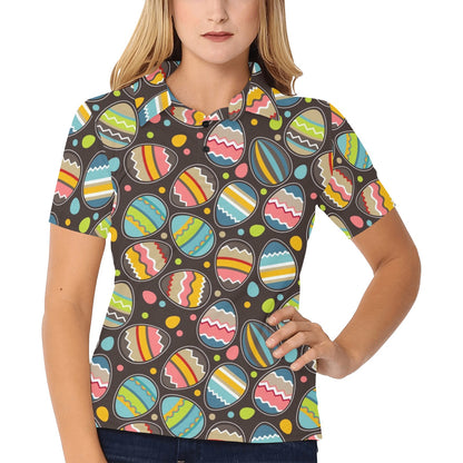Easter Eggs Pattern Print Design RB02 Women's Polo Shirt