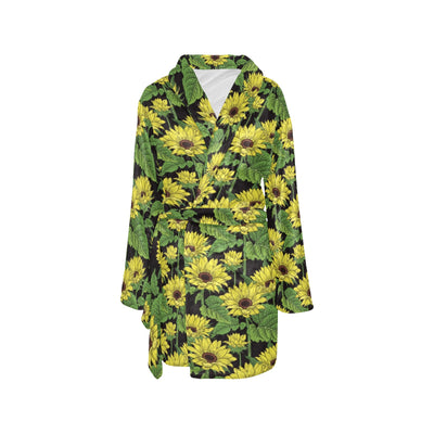 Sunflower Print Design LKS3010 Women's Fleece Robe