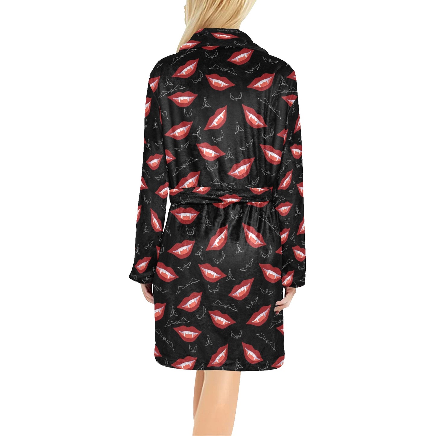 Vampire Lips Print Design LKS301 Women's Fleece Robe
