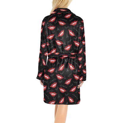 Vampire Lips Print Design LKS301 Women's Fleece Robe