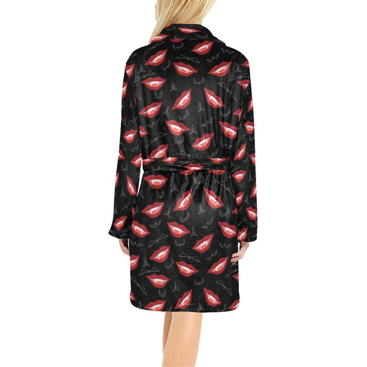 Vampire Lips Print Design LKS301 Women's Fleece Robe
