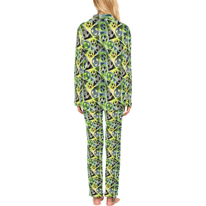 Soccer Ball Themed Print Pattern Women's Long Pajama Set