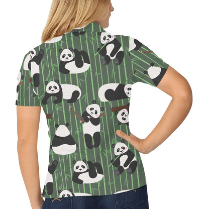 Panda Pattern Print Design A04 Women's Polo Shirt