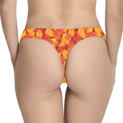 Elm Leave Autum Print Pattern Women's Thongs