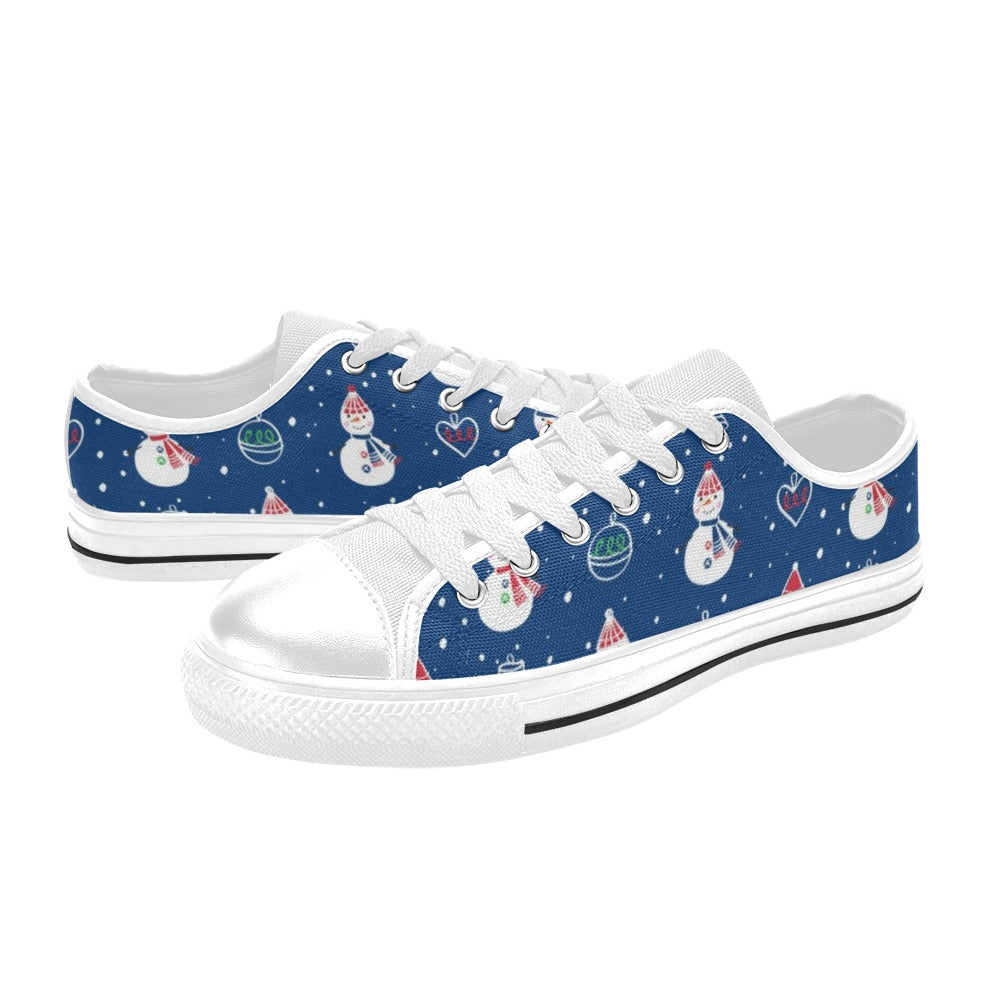 Snowman Print Design LKS306 Women's White Low Top Shoes