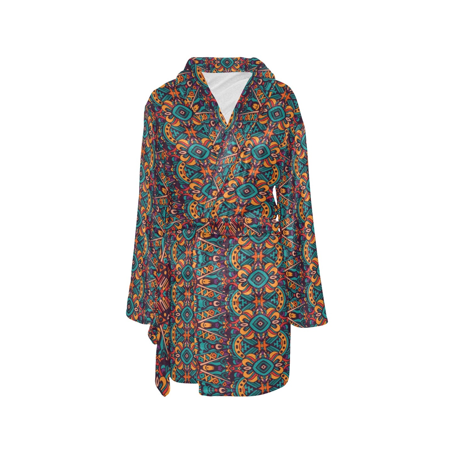 Ethnic Style Print Pattern Women's Fleece Robe