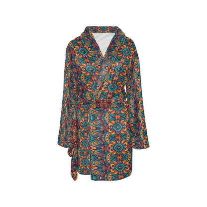 Ethnic Style Print Pattern Women's Fleece Robe
