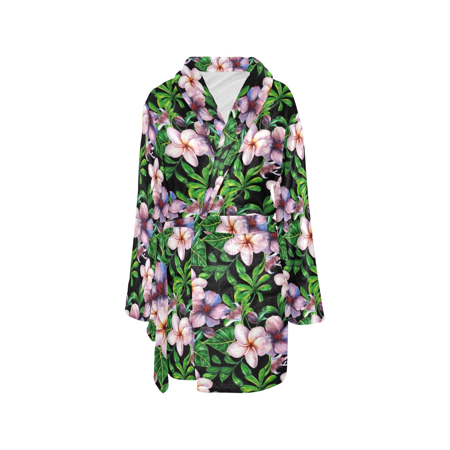 Plumeria Pattern Print Design PM01 Women's Fleece Robe