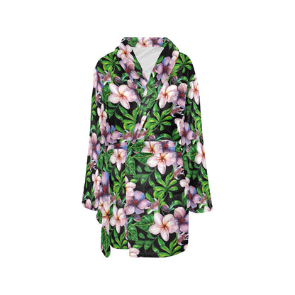 Plumeria Pattern Print Design PM01 Women's Fleece Robe