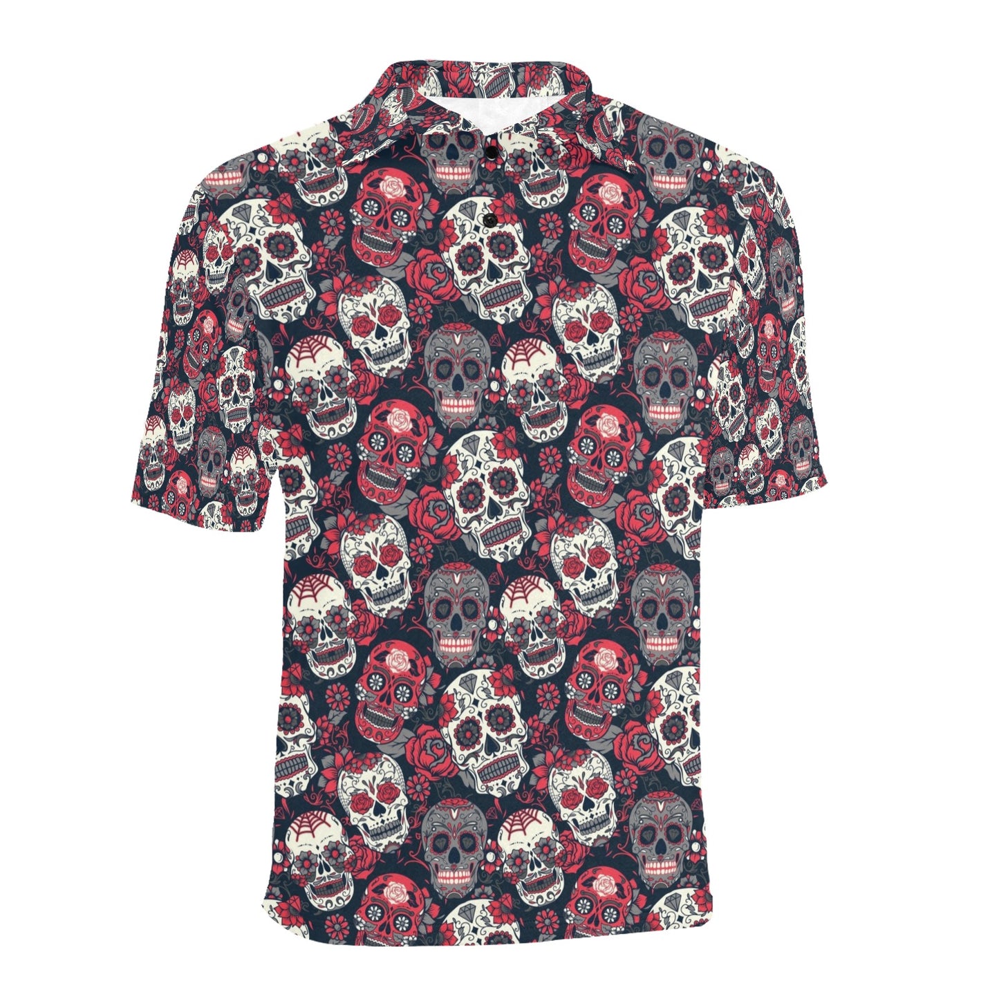 Sugar Skull Print Design LKS303 Men Polo Shirt